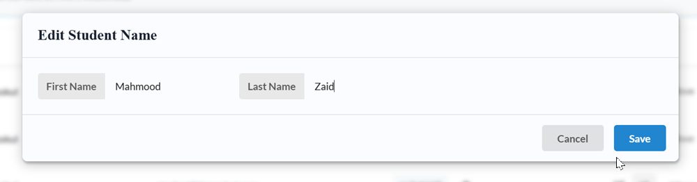 Changing a student's name