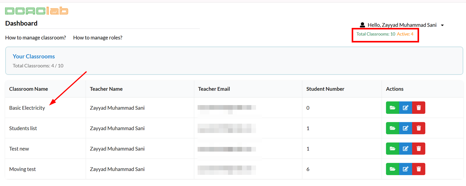 Classroom created and classrooms count updated