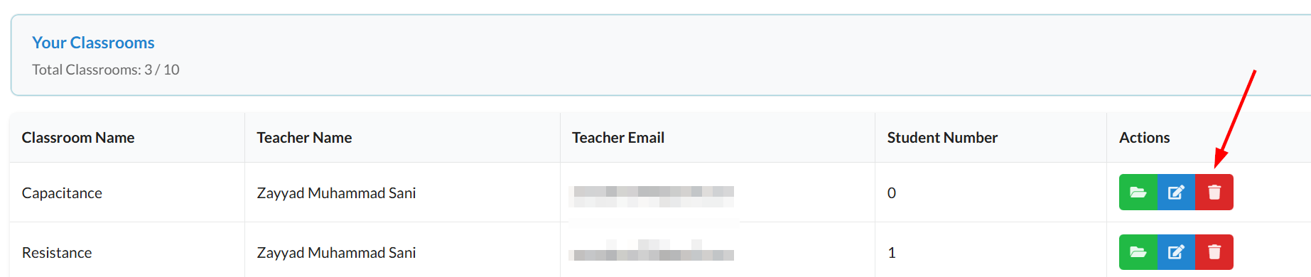 Delete classroom icon