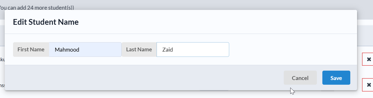 Changing a student's name