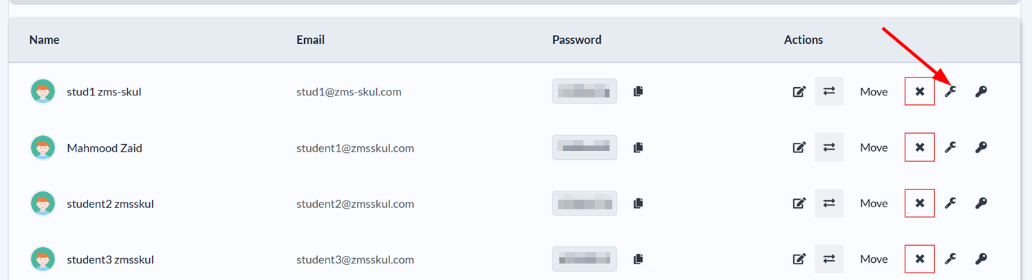 Change student password icon