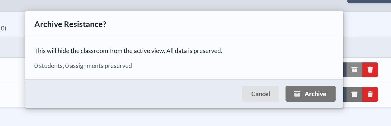 Confirm archive dialog