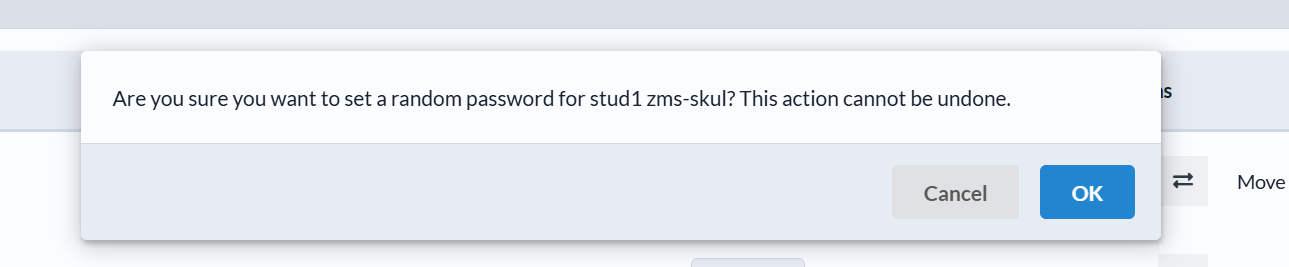 Generate random password confirmation dialog