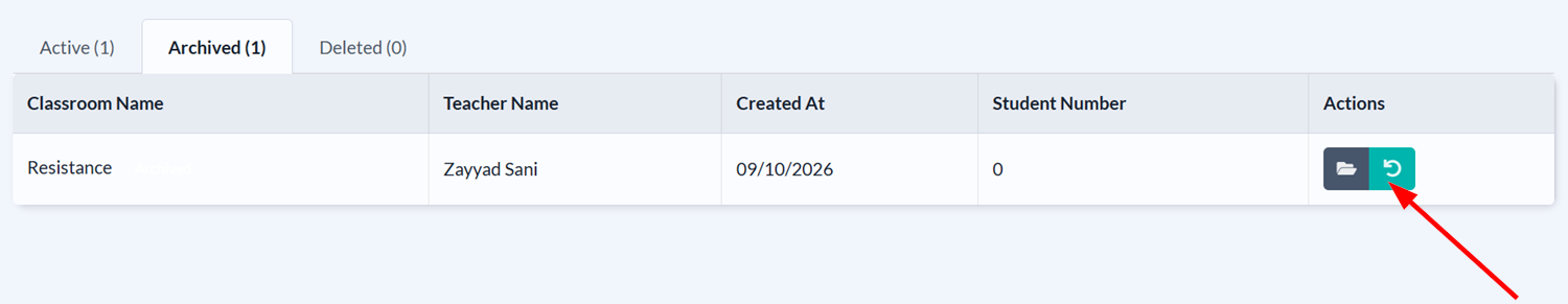 Restore archived classroom icon