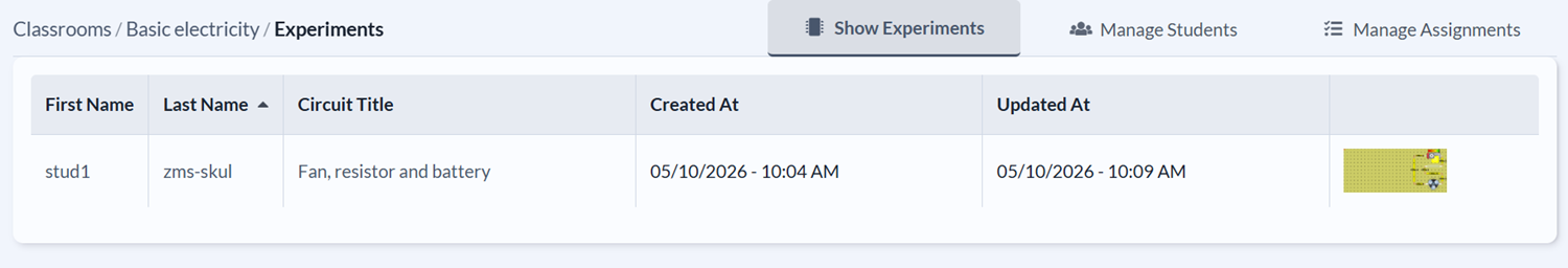 Show experiments tab